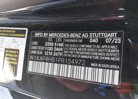 2023 Mercedes-Benz C 300 4Matic from USA, damaged, VIN W1KAF4HB1PR154972